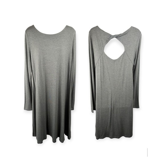 A Pea in the Pod Dresses & Skirts - A Pea In The Pod Maternity Swing Dress Gray Cut Out Back Stretch Slimming l/s L